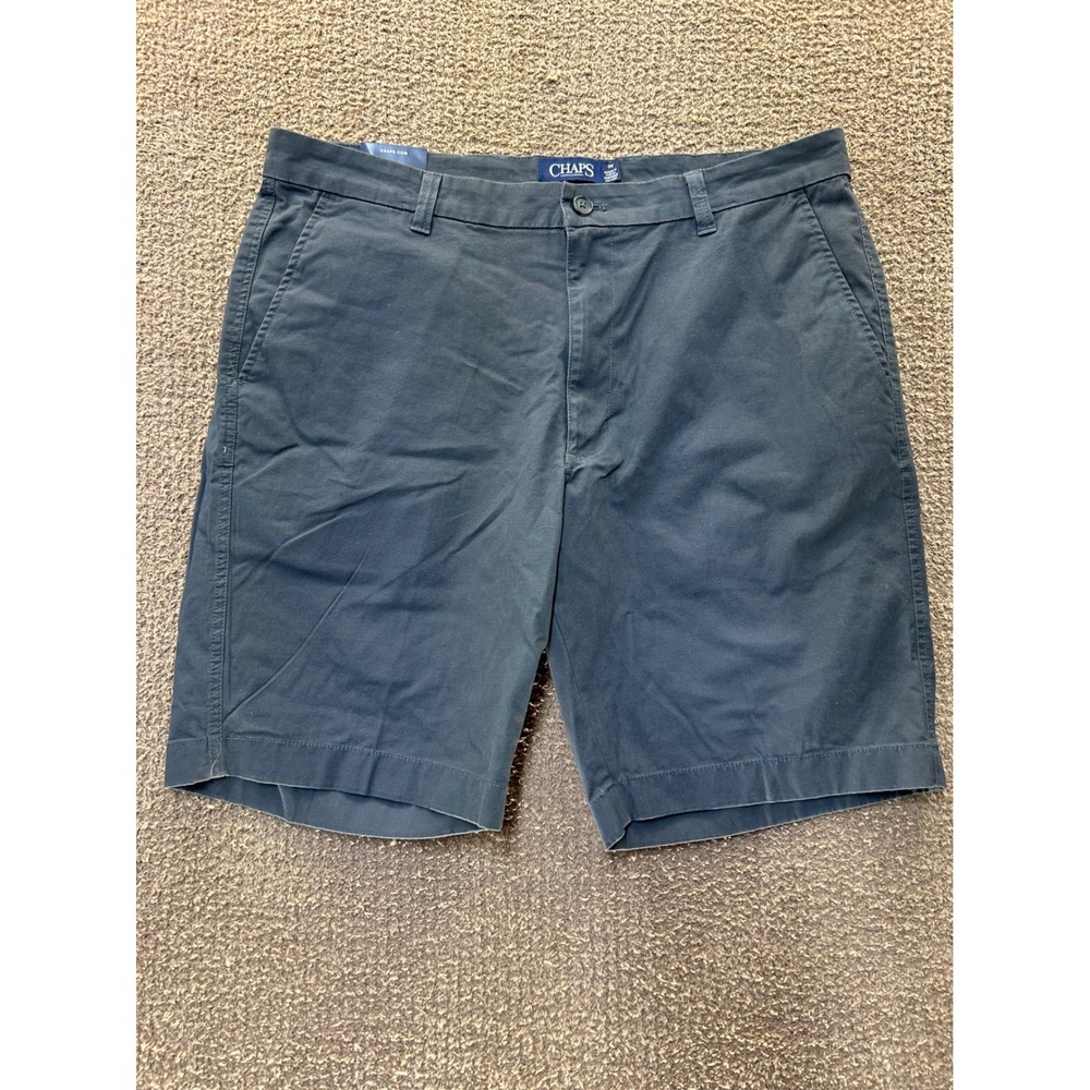 Chaps Mens Bermuda Stretch Shorts Mech Grey Flat Front Size 36 NWT 10 Inseam